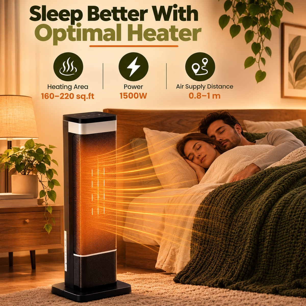 23-Inch Portable Space Heater with 7-Color LED Lighting