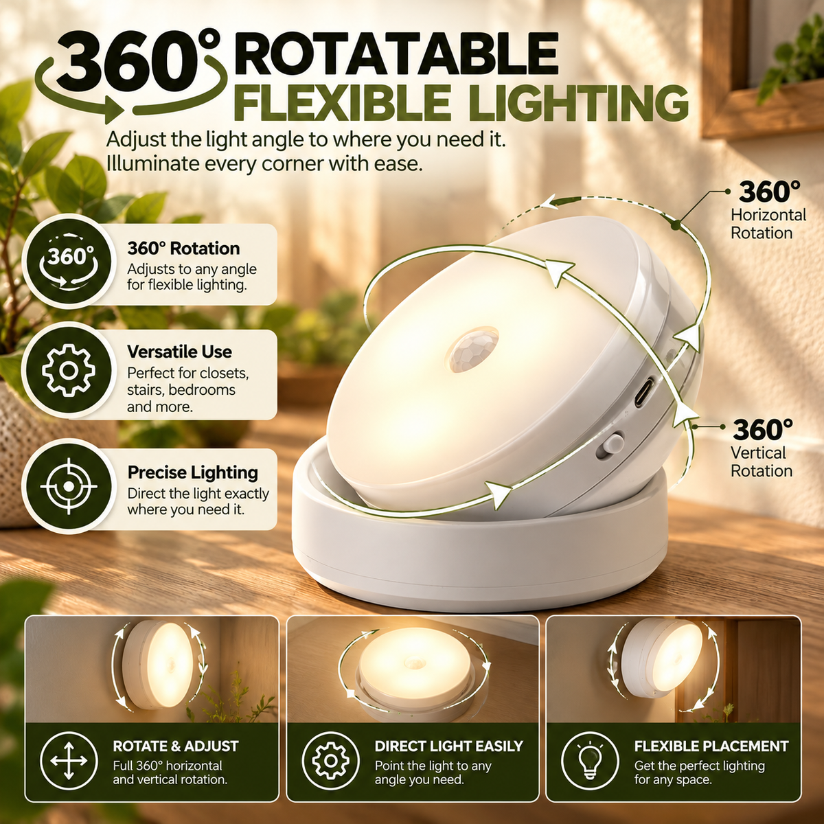 360° Motion Sensor LED Light – Adjustable & Automatic Lighting