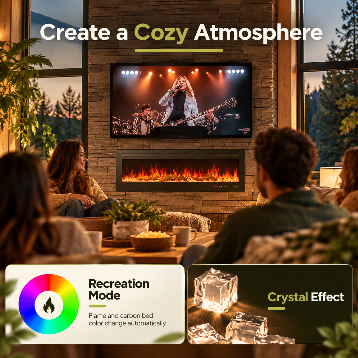 Electric Fireplace Heater – Cozy Freestanding Space Heater with Remote Control