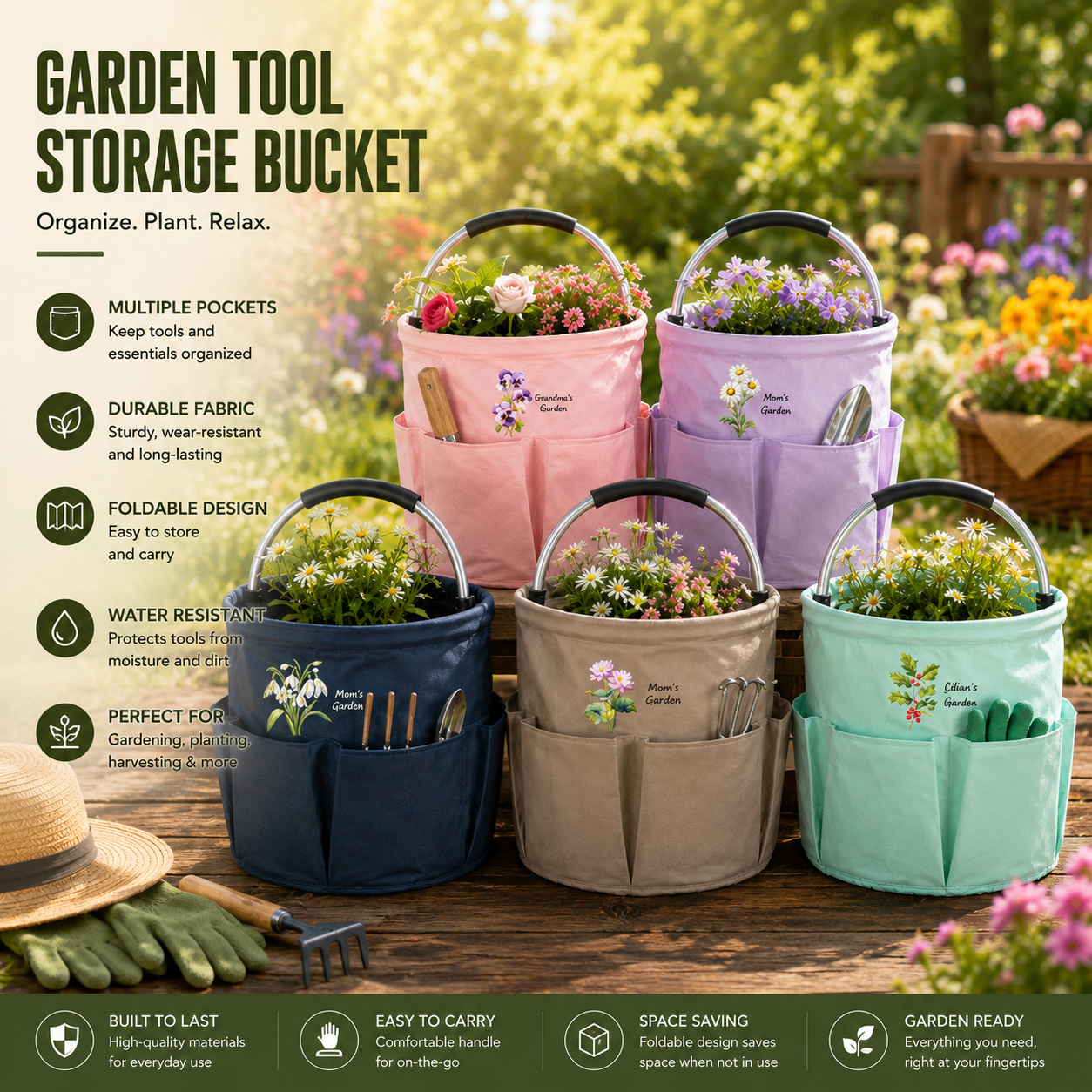 Garden Tool Organizer Bag - Foldable & Water-Resistant