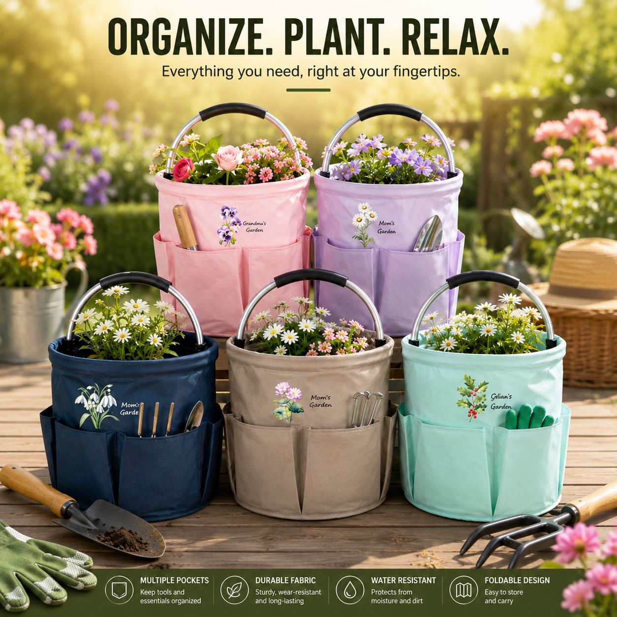 Garden Tool Organizer Bag - Foldable & Water-Resistant