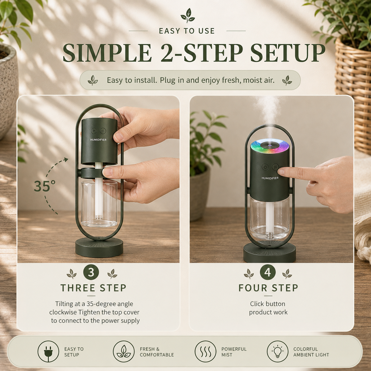 Magic Shadow Portable USB Humidifier with Night Light