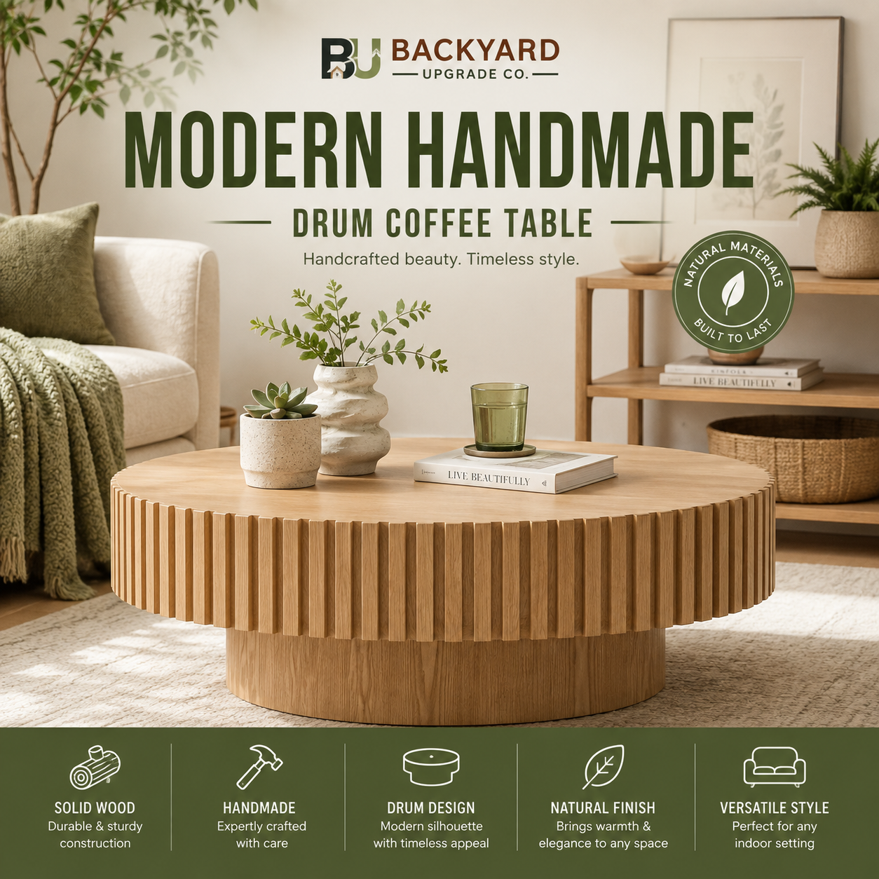 Modern Handmade Drum Coffee Table