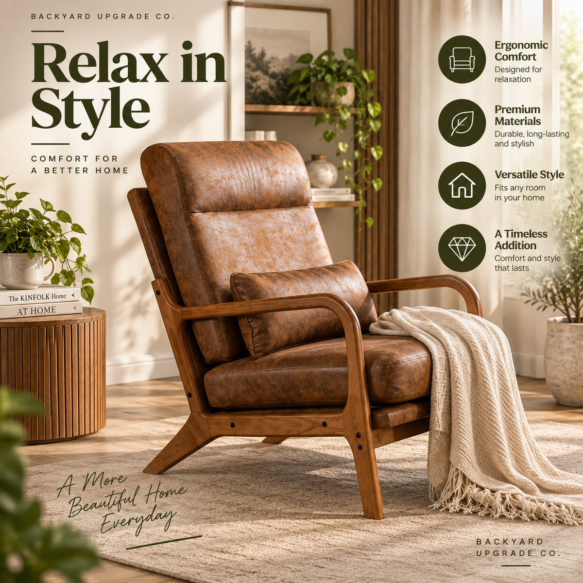 Modern Indoor Lounge Chair – Comfortable Accent Chair for Living Room