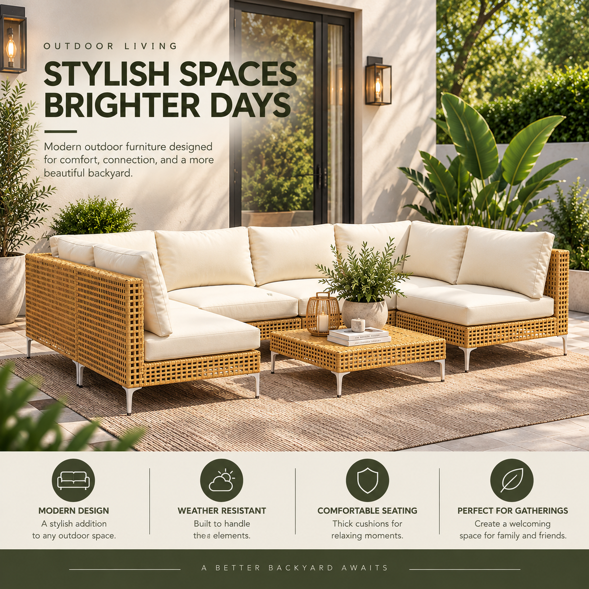 Modern Outdoor Patio Furniture Set – Stylish & Comfortable Backyard Seating