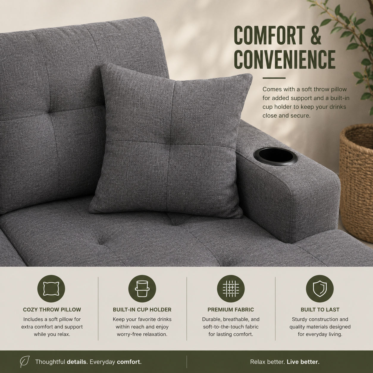 Modern Comfort Fabric Sectional Sofa
