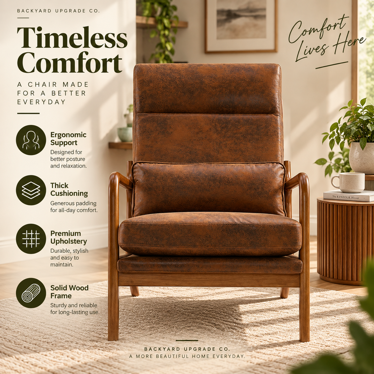 Modern Indoor Lounge Chair – Comfortable Accent Chair for Living Room