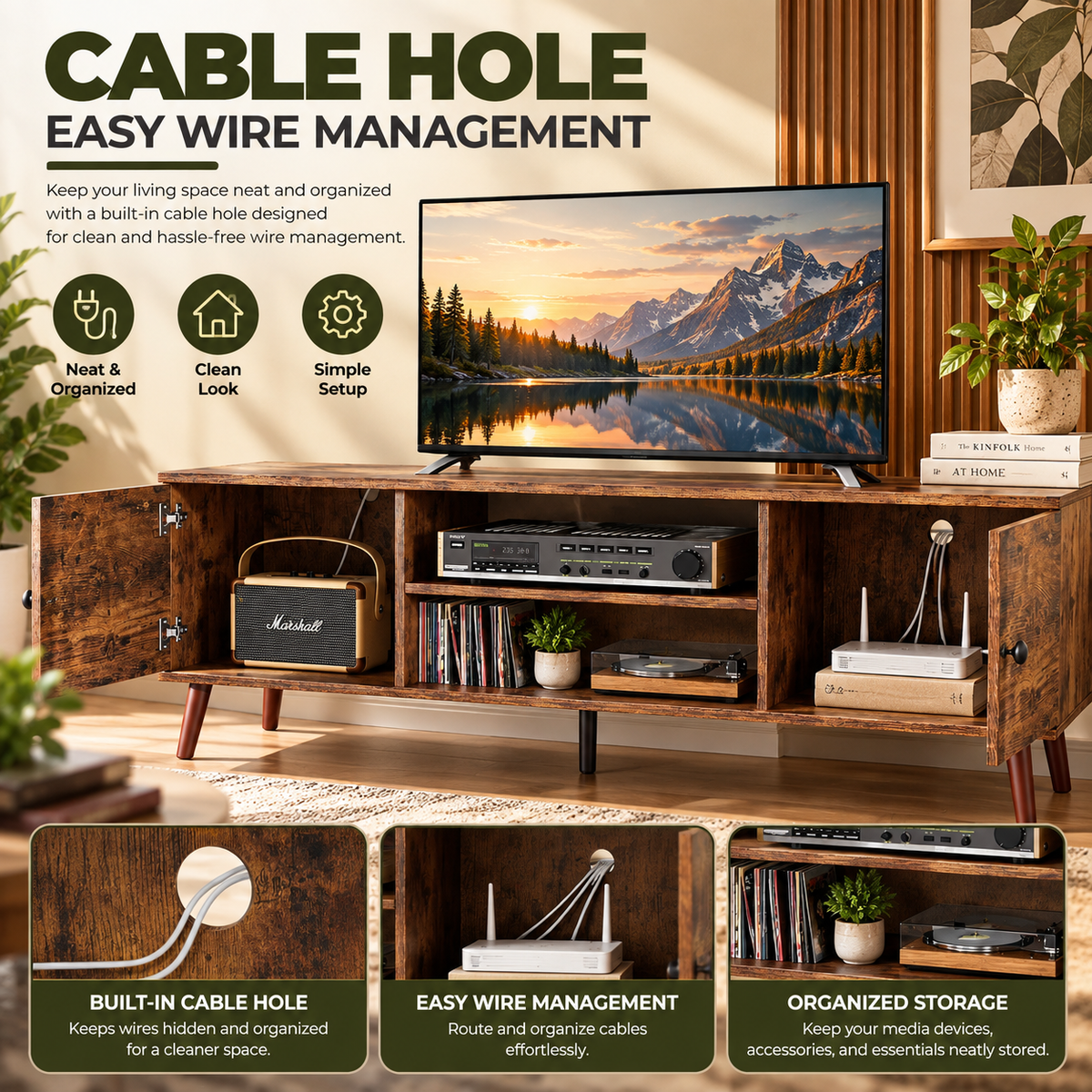 Modern TV Cabinet with Storage – Entertainment Center