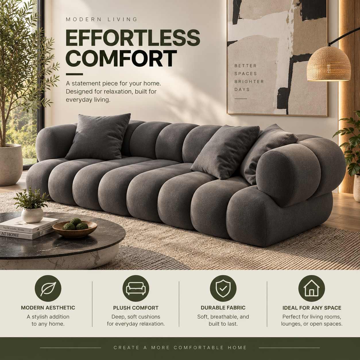 Modern Velvet L-Shaped Modular Sectional Sofa