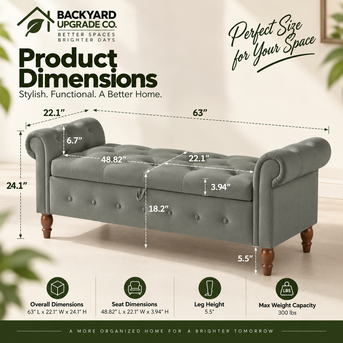Modern Velvet Storage Ottoman – Multifunctional Rectangular Bench