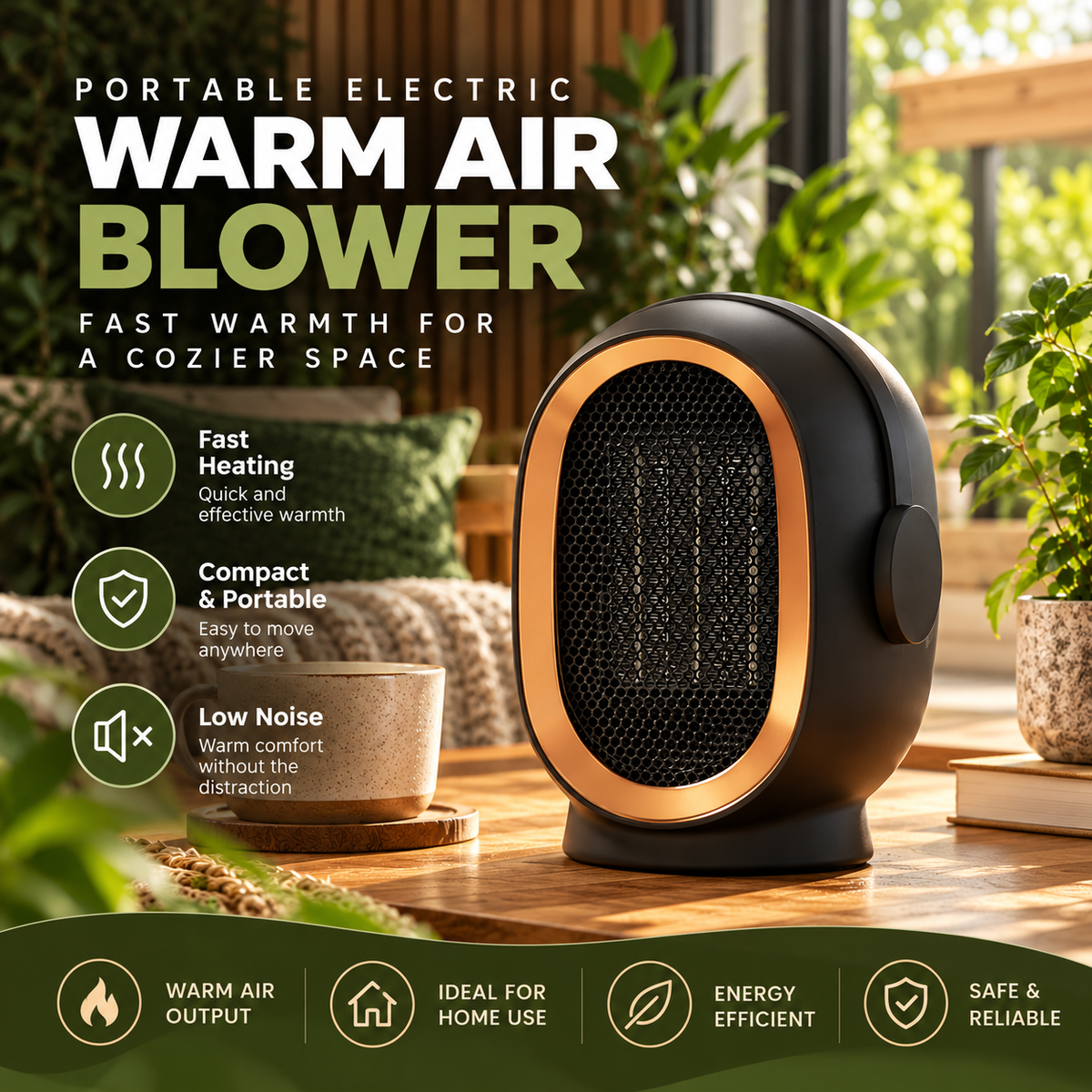 Portable Electric Warm Air Blower – Compact Heating Fan