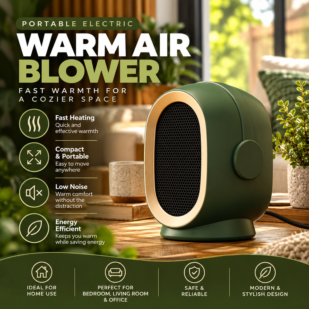 Portable Electric Warm Air Blower – Compact Heating Fan
