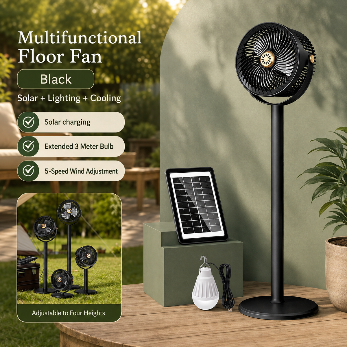 Solar-Powered Outdoor Circulating Fan