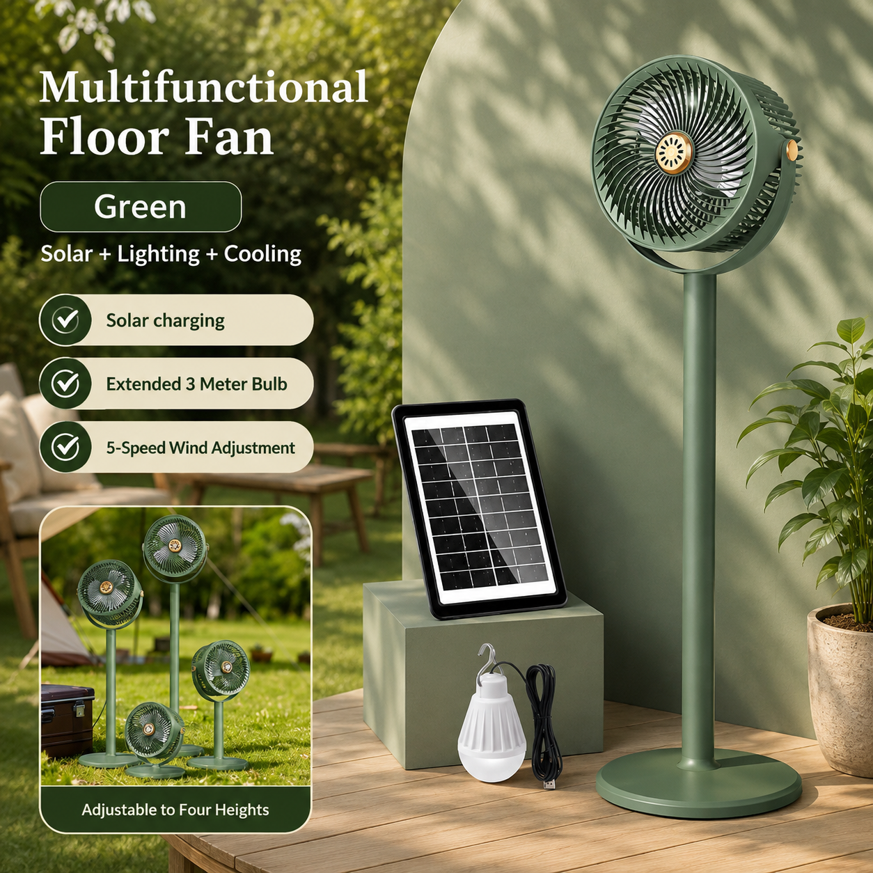 Solar-Powered Outdoor Circulating Fan