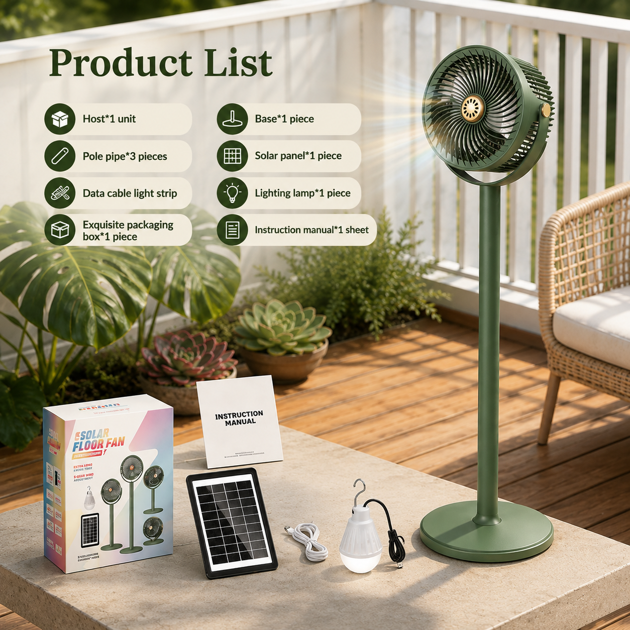 Solar-Powered Outdoor Circulating Fan