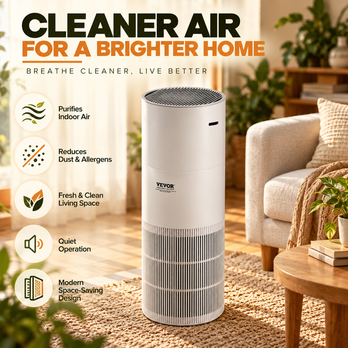 True HEPA Air Purifier for Large Rooms – Home Air Cleaner