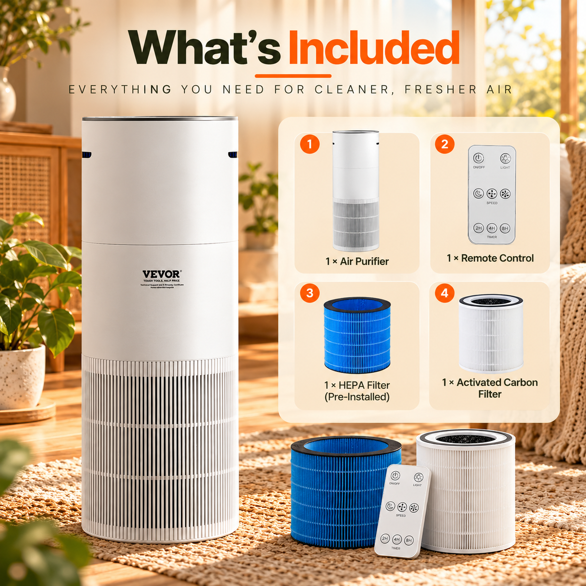 True HEPA Air Purifier for Large Rooms – Home Air Cleaner