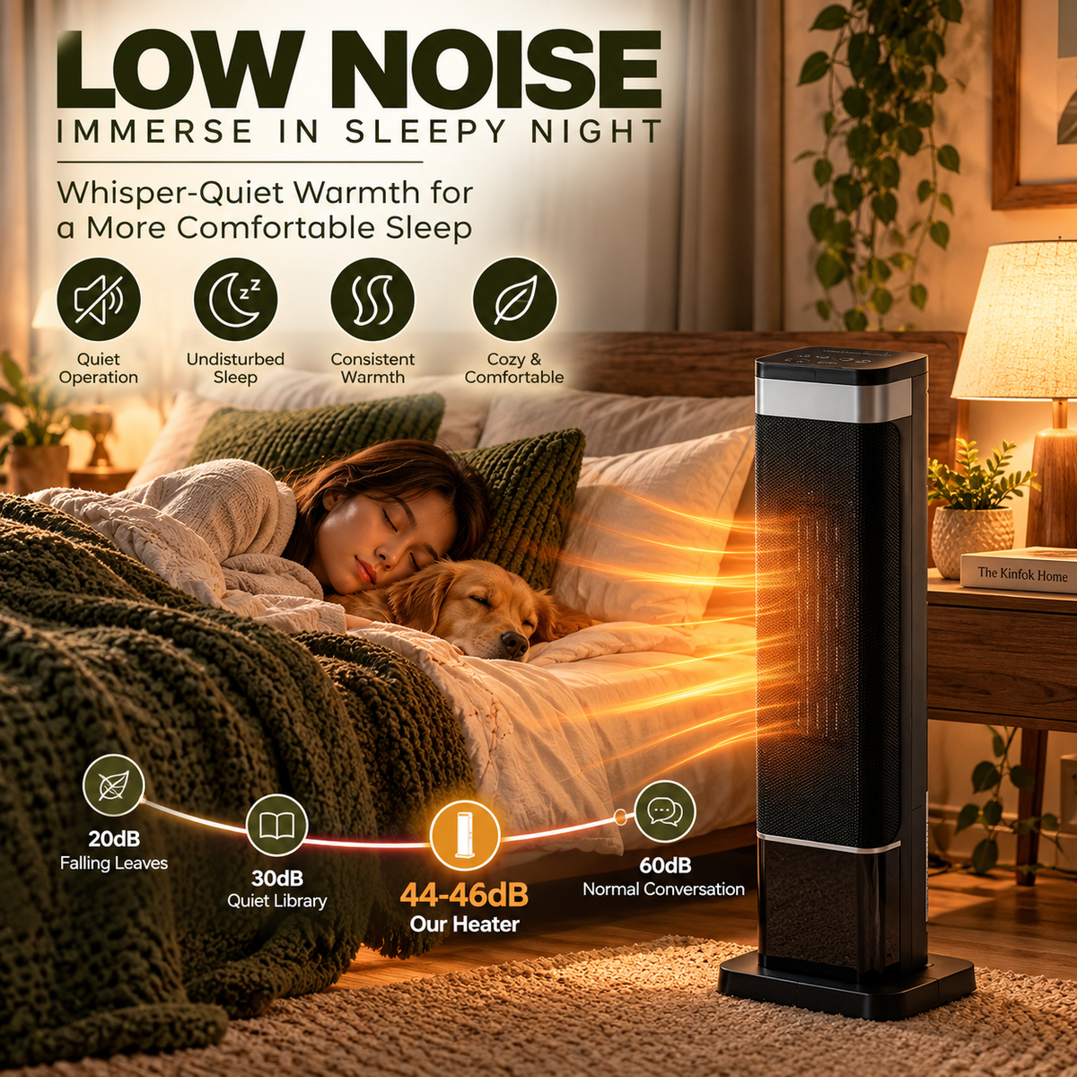 23-Inch Portable Space Heater with 7-Color LED Lighting