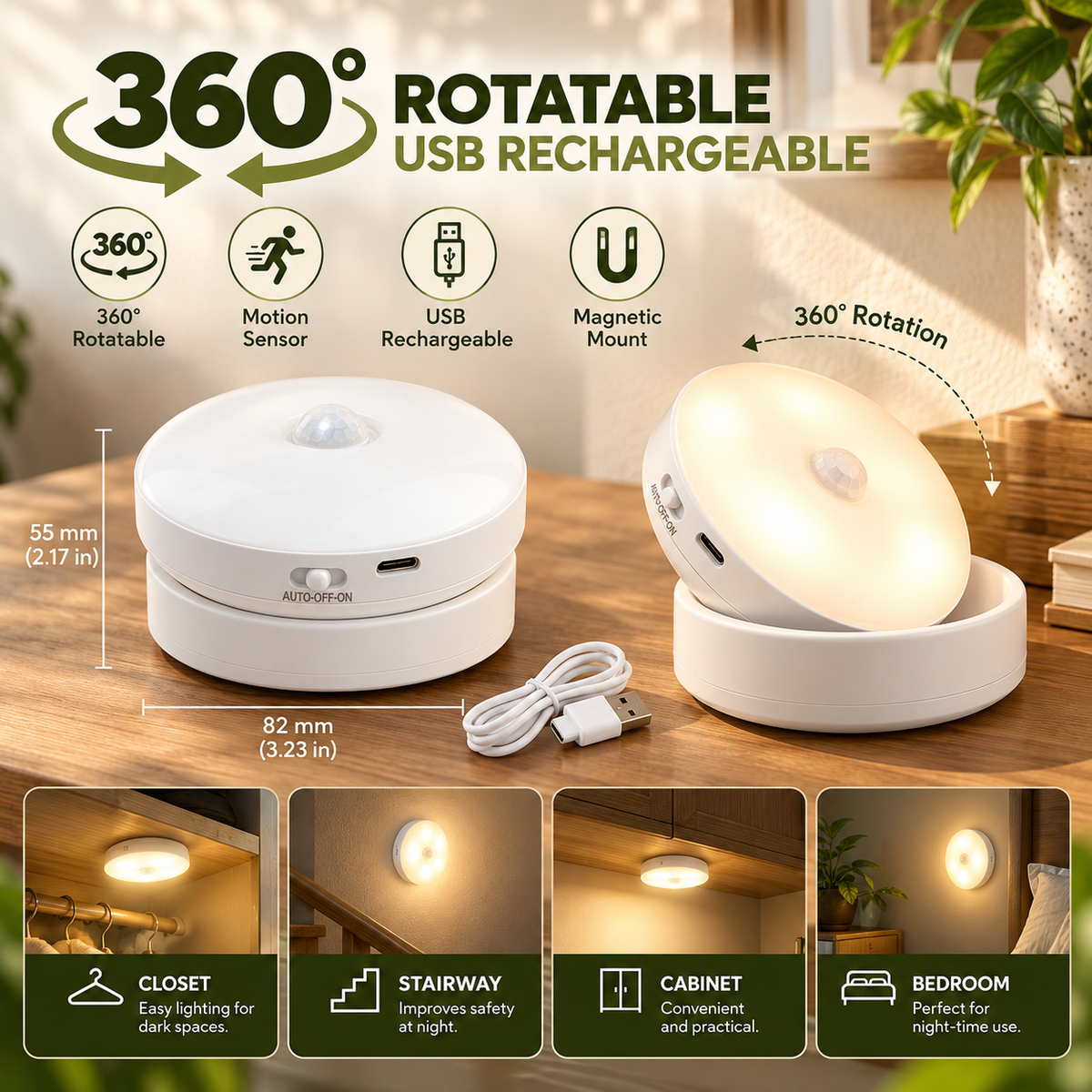 360° Motion Sensor LED Light – Adjustable & Automatic Lighting