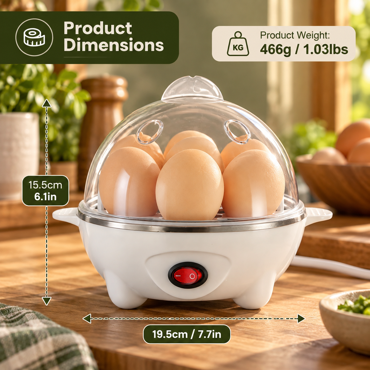 7-Capacity Electric Egg Cooker with Auto Shut-Off & Measuring Cup
