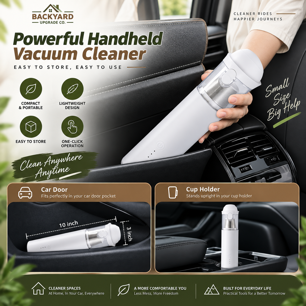 Cordless Car Vacuum & Air Blower – Portable 2-in-1 Car Cleaning Tool