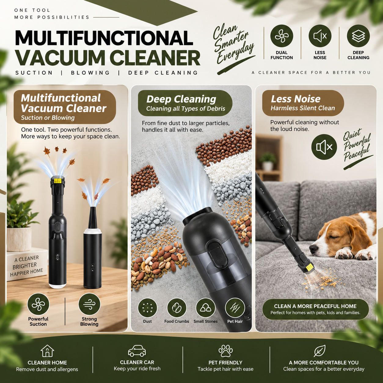 Cordless Car Vacuum & Air Blower – Portable 2-in-1 Car Cleaning Tool