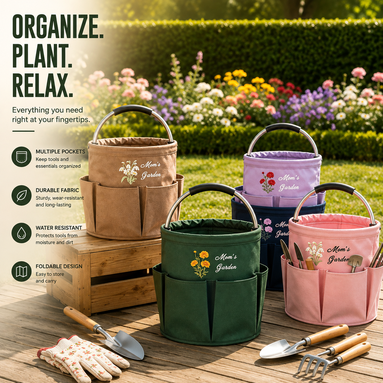 Garden Tool Organizer Bag - Foldable & Water-Resistant