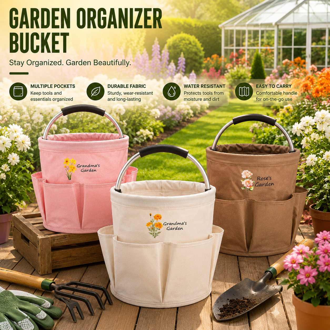 Garden Tool Organizer Bag - Foldable & Water-Resistant