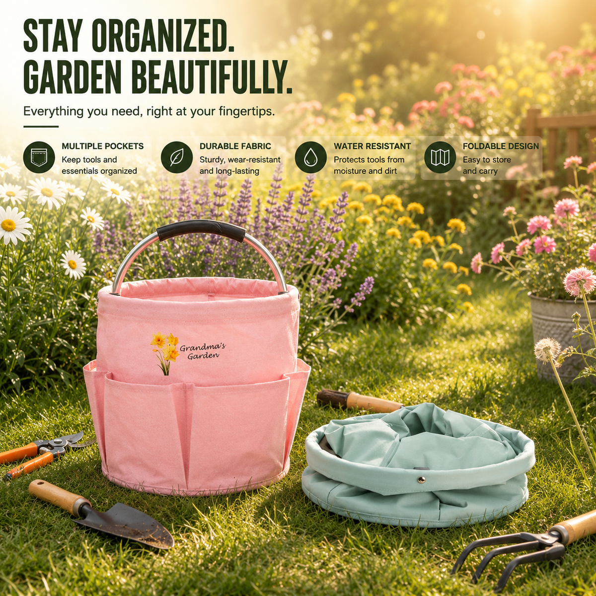 Garden Tool Organizer Bag - Foldable & Water-Resistant
