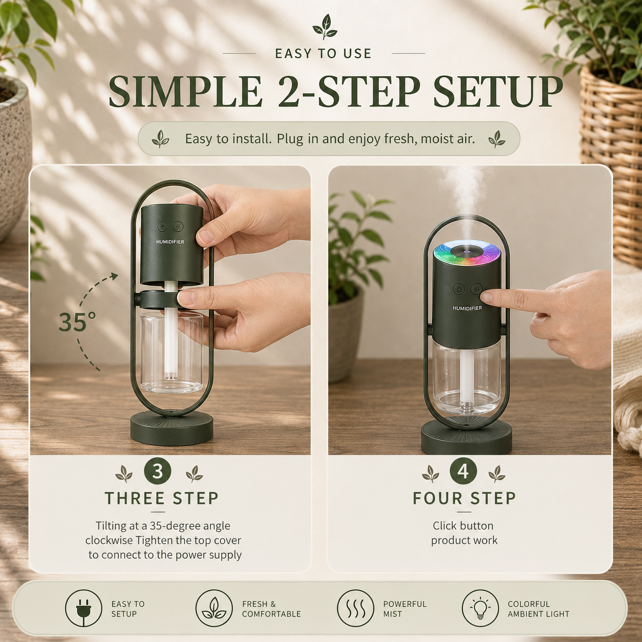 Magic Shadow Portable USB Humidifier with Night Light