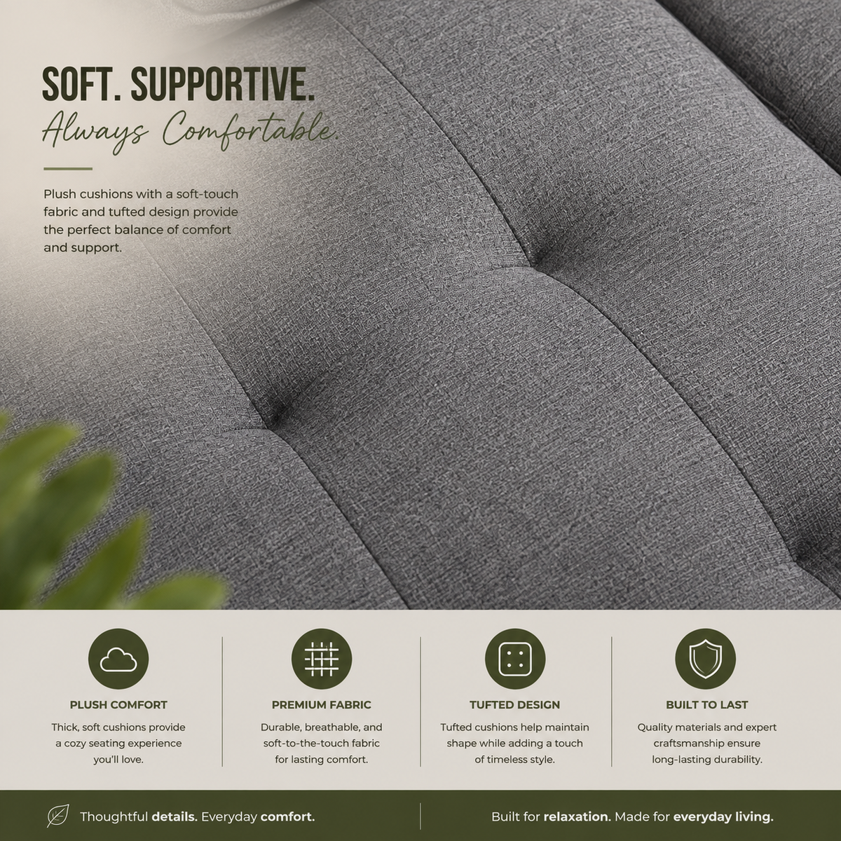 Modern Comfort Fabric Sectional Sofa