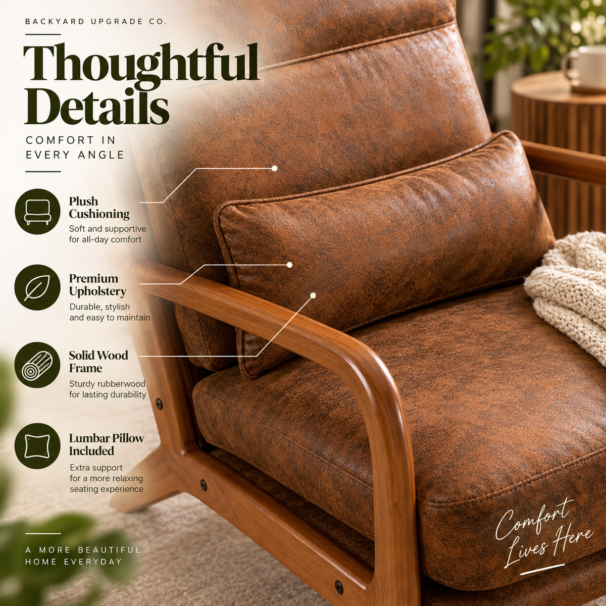 Modern Indoor Lounge Chair – Comfortable Accent Chair for Living Room