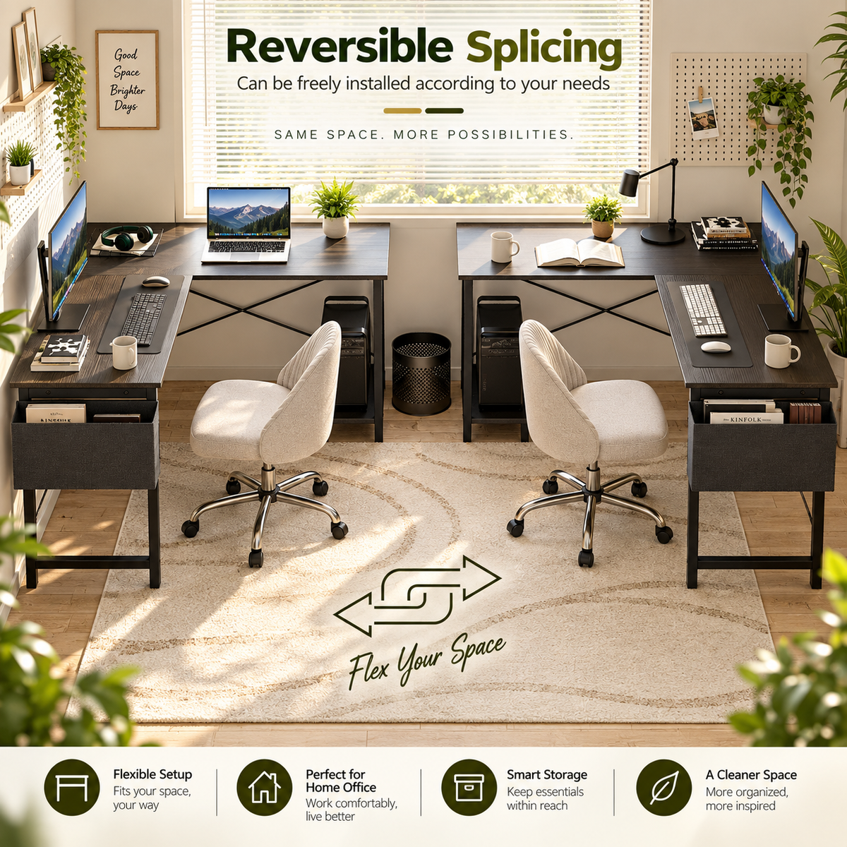 Modern L-Shaped Computer Desk – Spacious Corner Workstation