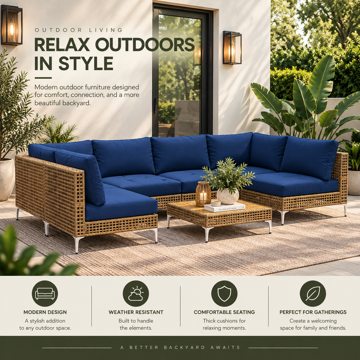 Modern Outdoor Patio Furniture Set – Stylish & Comfortable Backyard Seating