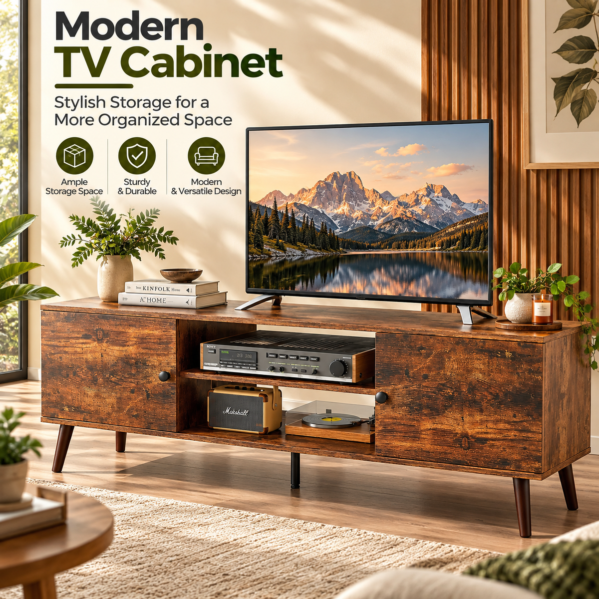 Modern TV Cabinet with Storage – Entertainment Center