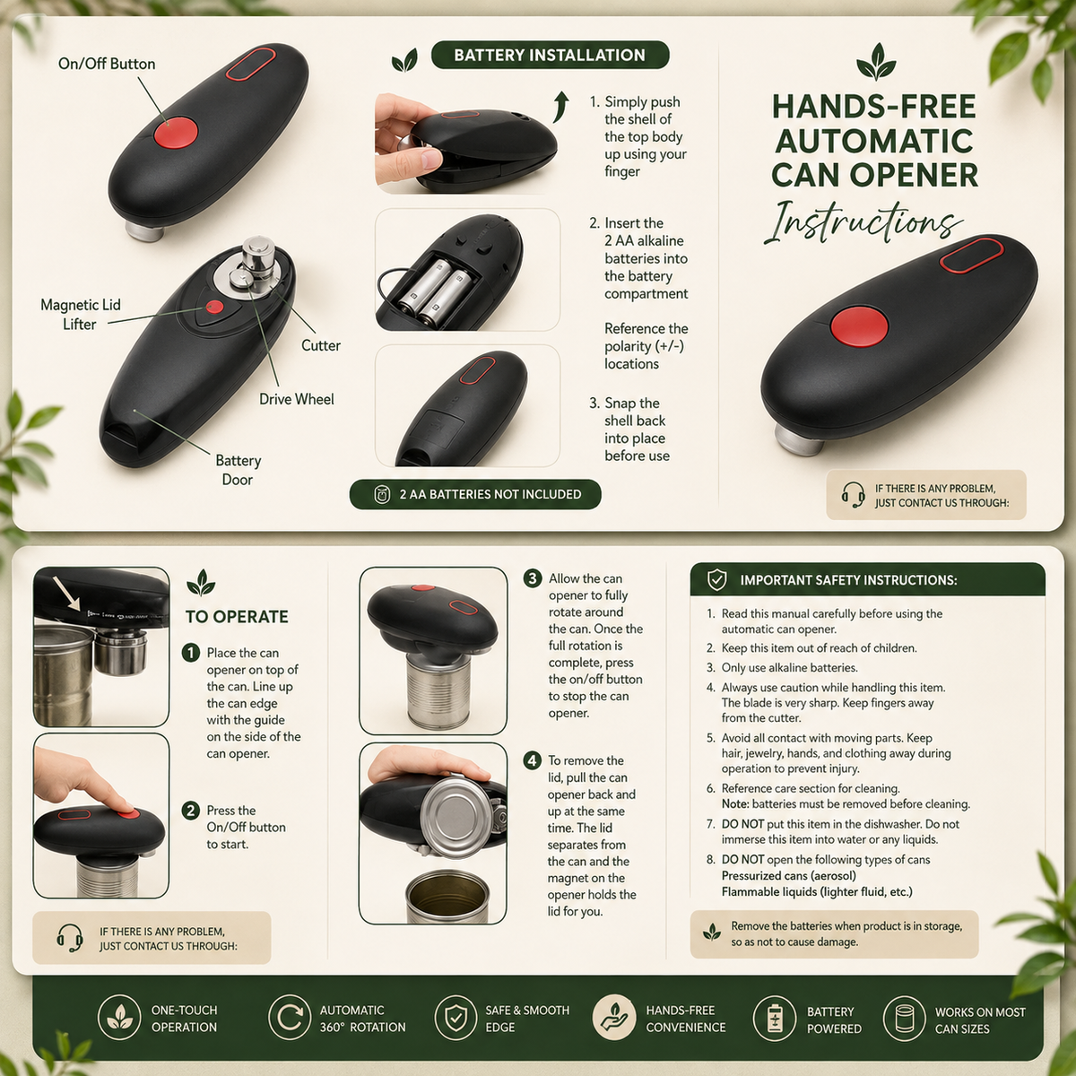 One-Touch Automatic Electric Can Opener