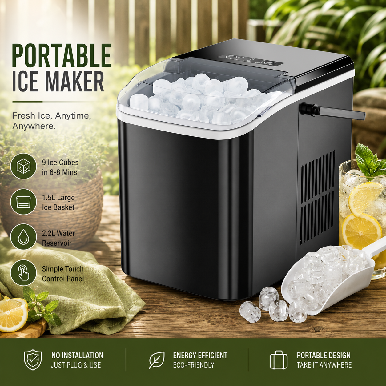 Portable Ice Maker – Fast-Making Countertop Ice Machine