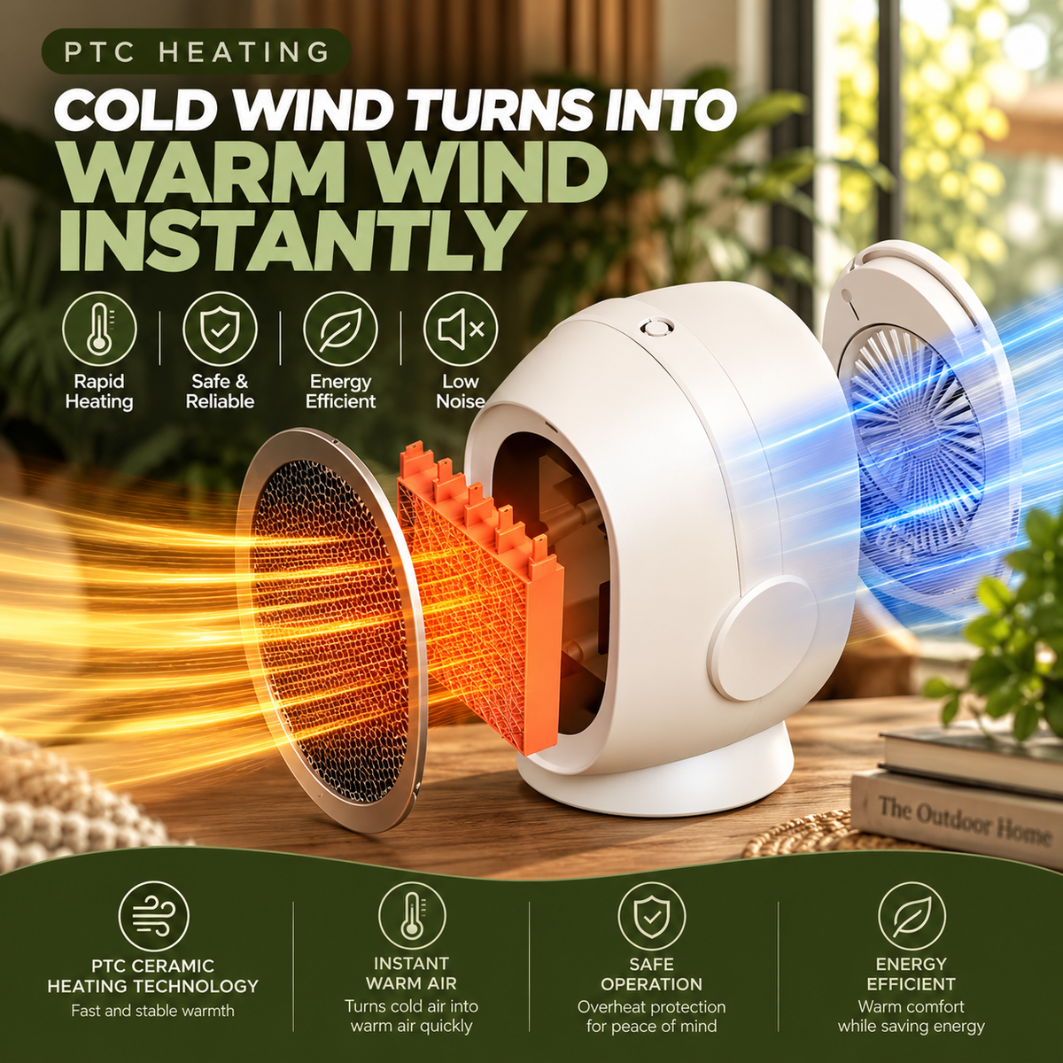 Portable Electric Warm Air Blower – Compact Heating Fan