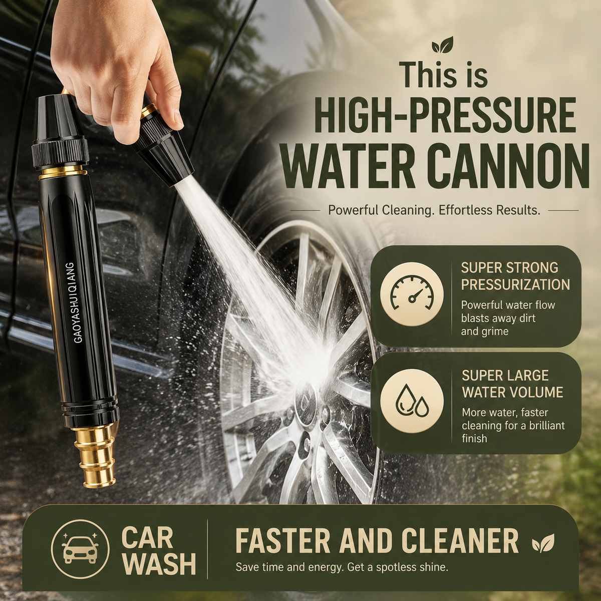 Portable High-Pressure Water Spray Gun – Adjustable Hose Nozzle for Car Washing, Garden & Outdoor Cleaning