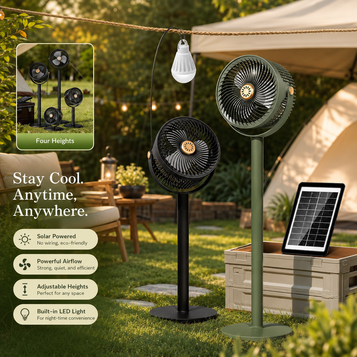 Solar-Powered Outdoor Circulating Fan