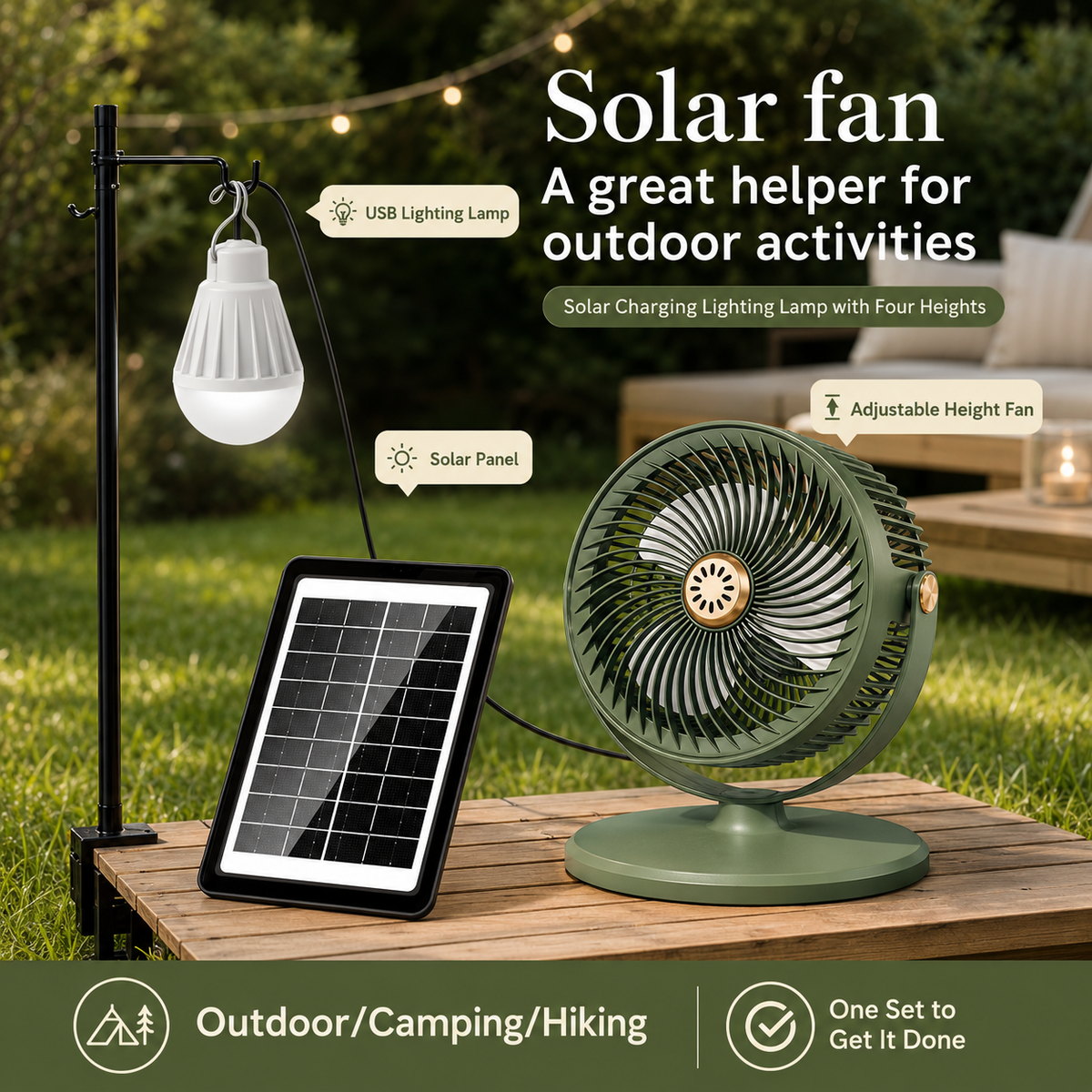 Solar-Powered Outdoor Circulating Fan