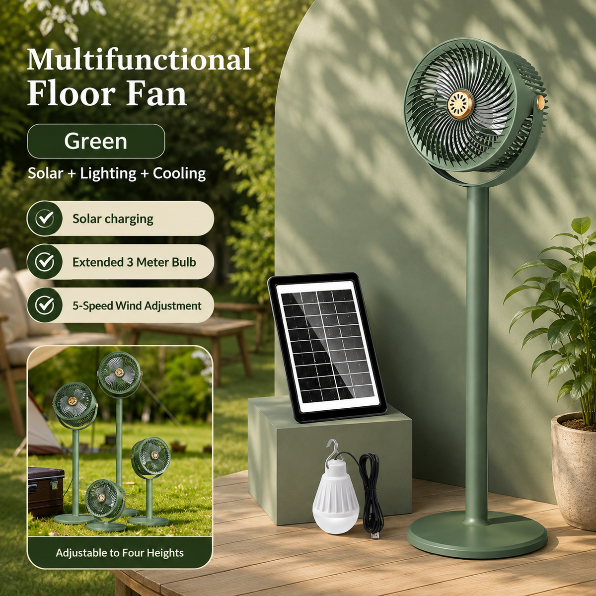 Solar-Powered Outdoor Circulating Fan